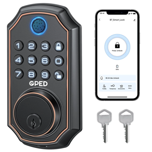 GPED Fingerprint Door Lock, Keyless Entry Door Lock with APP Control