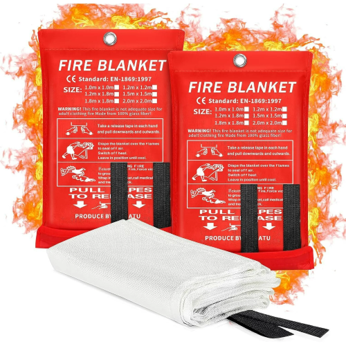 2x Large Fire Blanket Fireproof For Home Kitchen Office