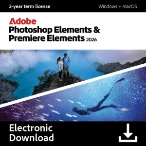 Adobe Photoshop Elements & Premiere Elements 2026 – PC/Mac – Photo & Video Editing – 3-year term license