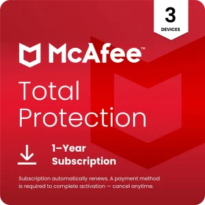 McAfee Total Protection Antivirus & Internet Security Software (Windows, macOS, Android, iOS, ChromeOS) 2026 – 3 Devices – 1-Year Subscription with Auto-Renewal