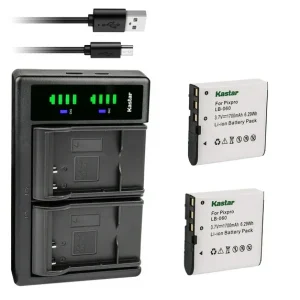 Kastar 2-Pack Battery and LTD2 USB Charger Replacement for Kodak LB-060 Battery, Kodak PixPro AZ525, PixPro AZ526, PixPro AZ527, PixPro AZ528 Digital Camera, Minolta MN53Z 16MP FHD Bridge Camera