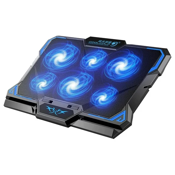 COOLCOLD 15.6"-17.3" Laptop Cooling Pad with 6 Quiet Fans 2 USB Port- Laptop Cooler for Notebook Gaming Fan Stable Stand