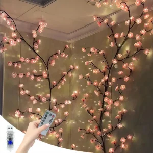 LED Tree Branch Lights for Wall, Cherry Blossom Lights, 8 Modes Vines with Lights for Bedroom Wall Living Room Decor 3.94ft(with 48 lights)