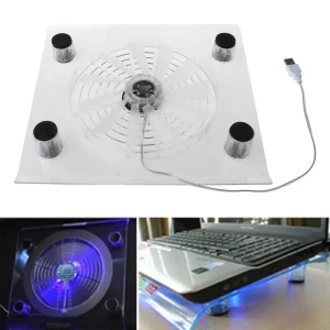 Laptop USB Cooling Big Fan LED Light Base Pad Stand for 15″ PC Notebook