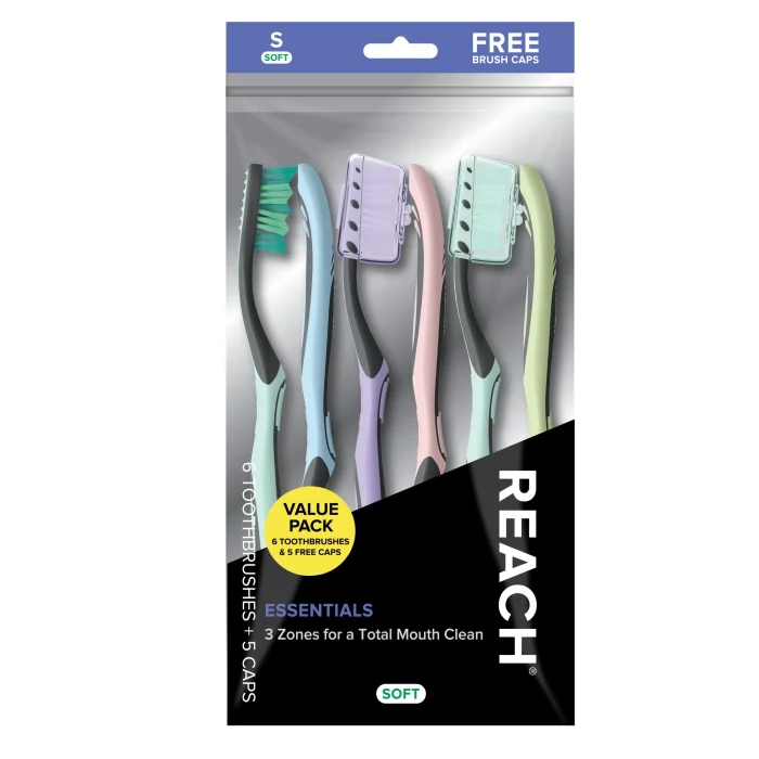 Reach Essentials Toothbrush, Soft, 6 Count