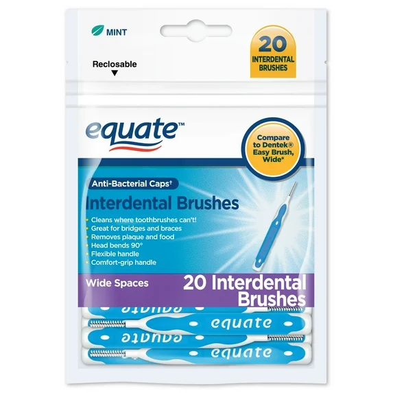 Equate Mint Interdental Brushes, Wide Spaces, 20 Count