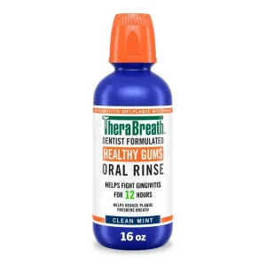 TheraBreath Healthy Gums Mouthwash, Antigingivitis Mouth Rinse for Adults, Clean Mint, 16 fl oz