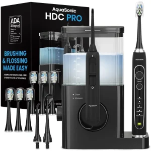 AquaSonic Home Dental Center PRO - 600ml Tank, Electric Power Toothbrush & Water Flosser