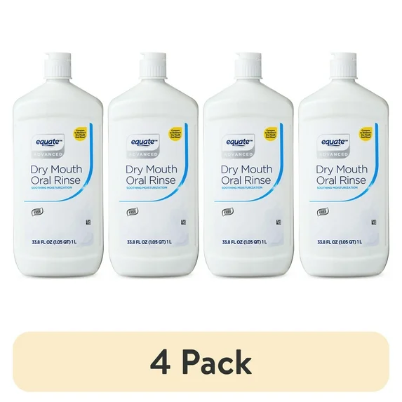 (4 pack) Equate Dry Mouth Oral Rinse, 1 L, Compare to Biotene® Dry Mouth Oral Rinse