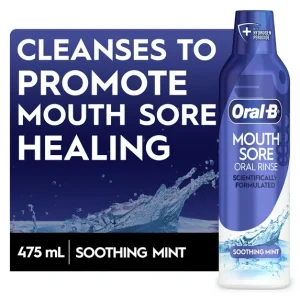 Oral-B Mouth Sore Oral Rinse, Soothing Mint Flavor, 475 ml