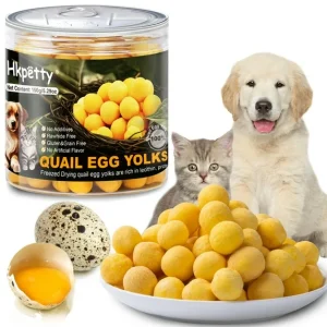 Freeze-Dried Quail Egg Yolk for Cats and Dogs Training 150g, Healthy Tasty Freeze-Dried Pet Food Limited Ingredient Quail Egg Yolk, Natural High Protein Pet Treats Snacks for Dogs Cats