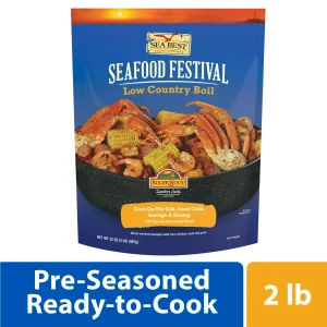 Sea Best Low Country Boil, 2 lb, Shrimp, Sausage, Snow Crab and Corn, (Frozen) Gluten-Free Contains Snow Crab, Shrimp. Milk, Corn.