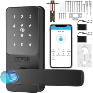 VEVOR Smart Lock, 5-in-1 Smart Door Knob, Fingerprint Deadbolt with App Control,Bluetooth Smart Lock,Keyless Entry Door Lock with Handle,Biometric Door Lock,Keypad Digital Door Lock for Front Door