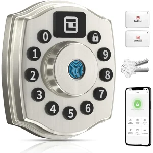 Smart Door Lock, Geek Smart L-F501 Keyless Entry Deadbolt Door Locks with Keypad, Remote Control with APP, IC Card, Mechanical Key,Security with IP65 Waterproof Auto Lock Smart Lock Front Door