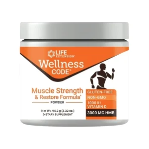 Life Extension Wellness Code® Muscle Strength & Restore Formula – Sustains muscle health and growth – Gluten-Free, Non-GMO – Net wt. 94.2 g (3.32 oz)
