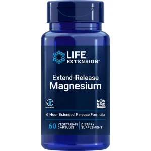 Life Extension Extend-Release Magnesium, prolonged heart & bone health support, cardiovascular & blood pressure health support, bioavailable formula, gluten-free, non-GMO, vegetarian, 60 capsules